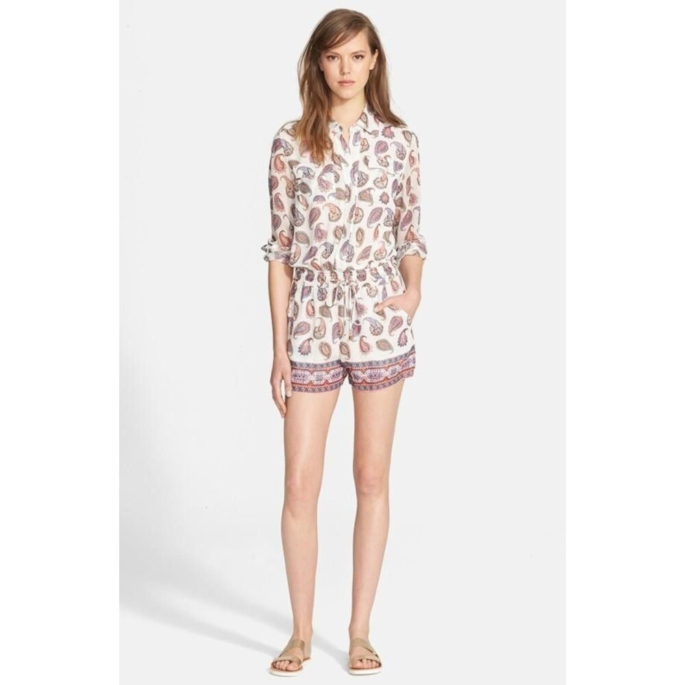 TORY BURCH Brigitte Paisley Print 100% Silk Romper Size S